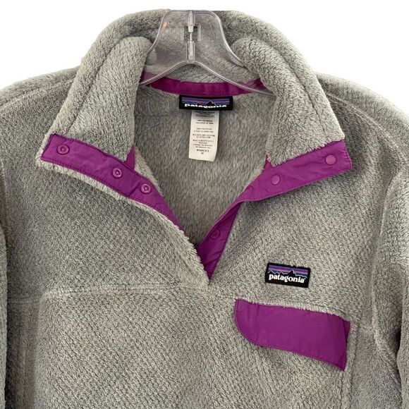 PATAGONIA SnapT ReTool Pullover Fleece for Women in Grey Purple Size Medium - Picture 2 of 5